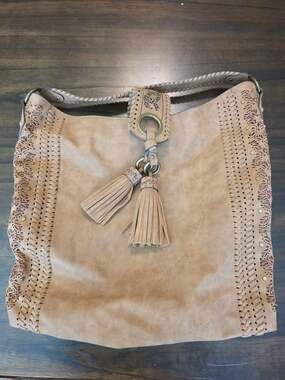 Elle & Jae Gypset Faux Suede Hobo Shoulder Bag with Tassels